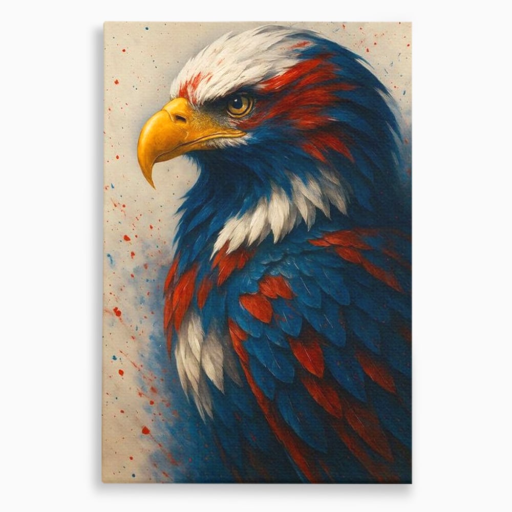 Tablou canvas cu tablou canvas cu vultur american pictat, fara rama, pe sasiu de lemn